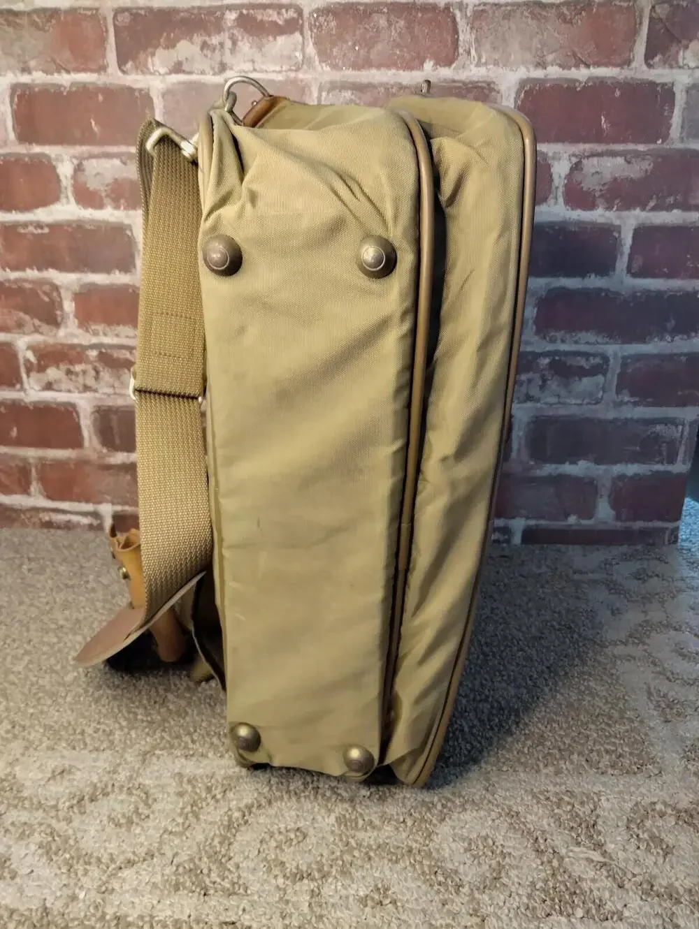 Vintage Hartmann Tan Ballistic Nylon Leather Messenger Bag Briefcase